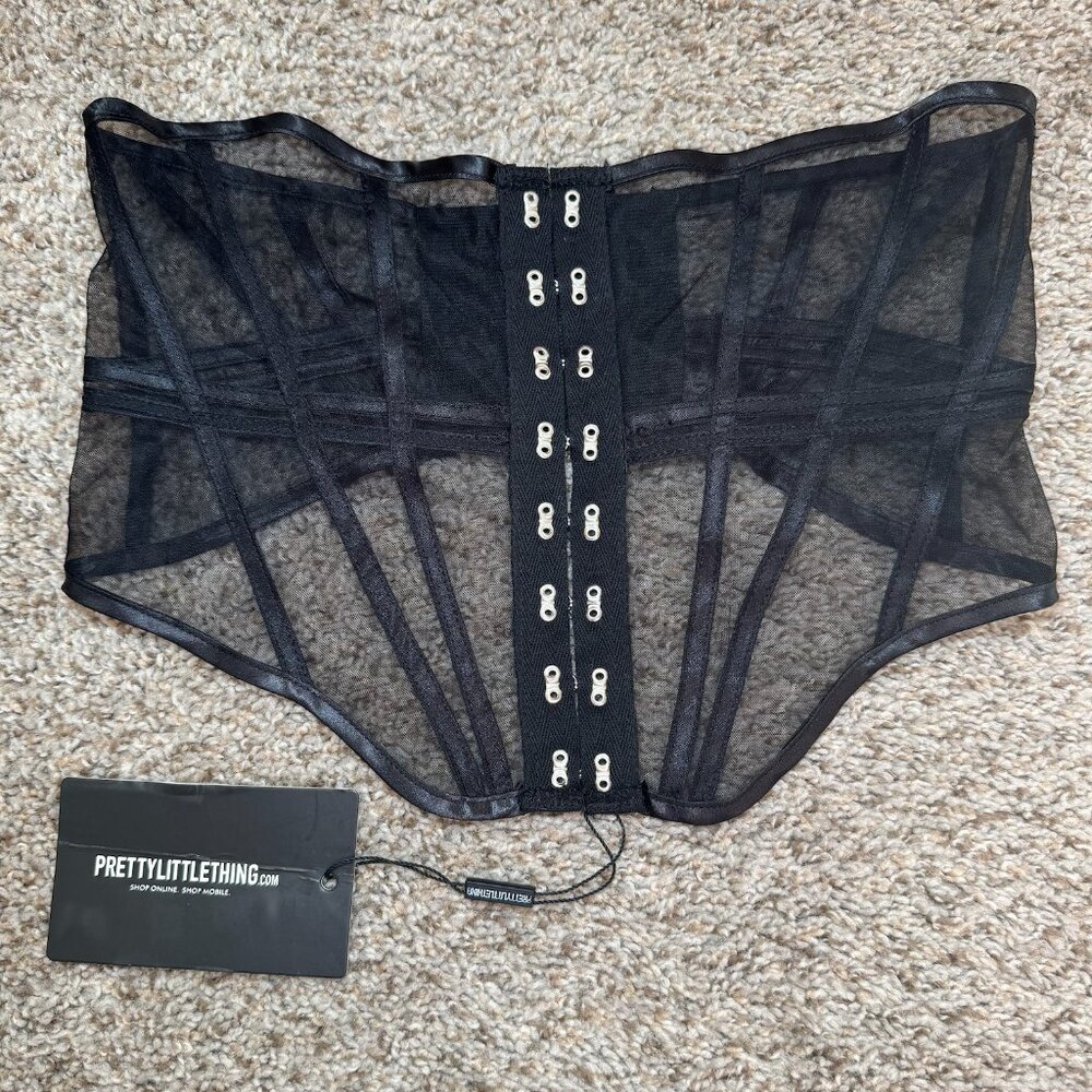 PrettyLittleThing Black Sheer Shapewear Corset